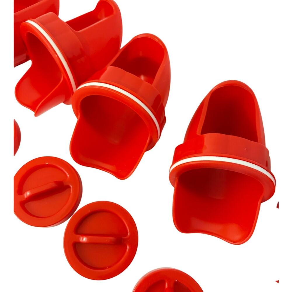 New Set of 6 Chicken DIY Feeders Red Bucket Supplies 3.25" with Lid